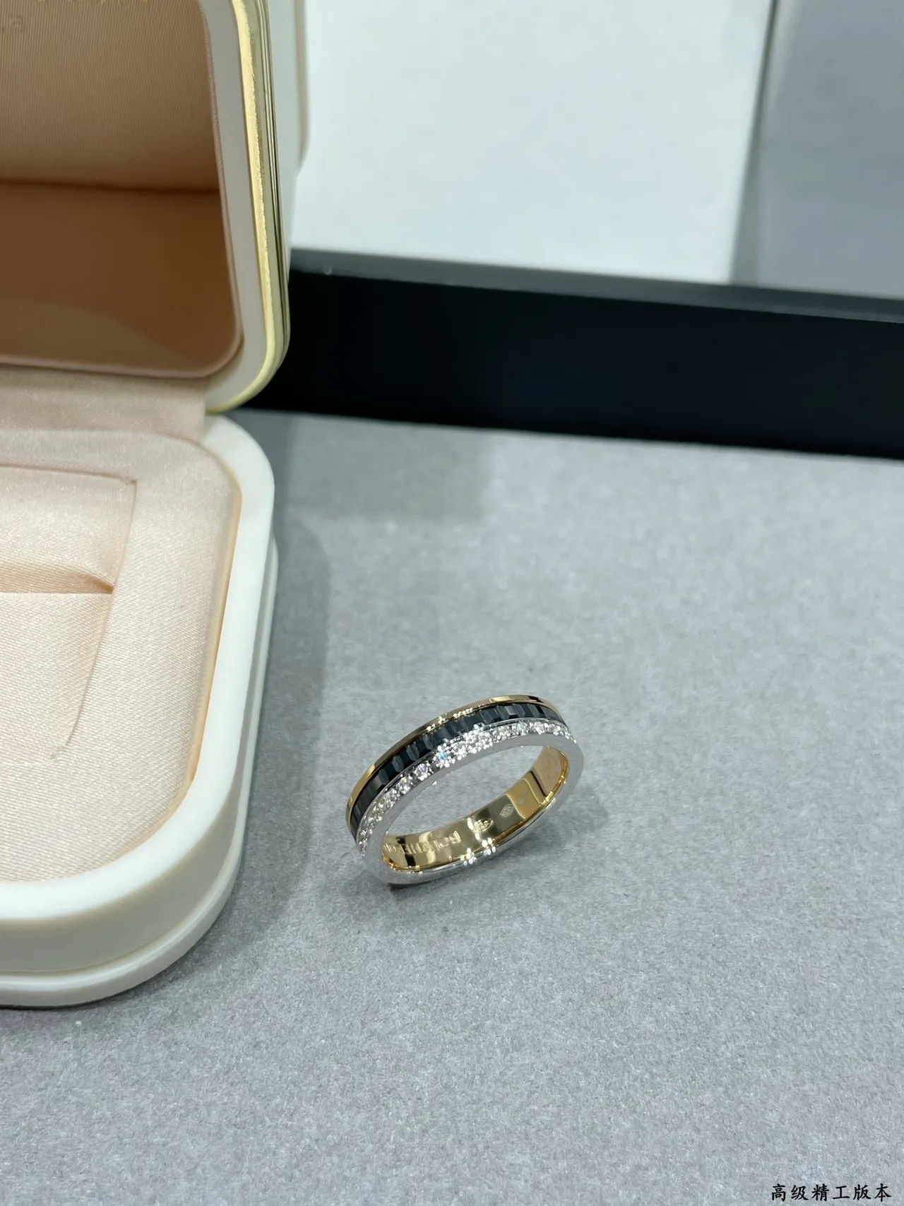 Boucheron Quatre Double White Gold and Black Ceramic Pavé Diamond Ring 4
