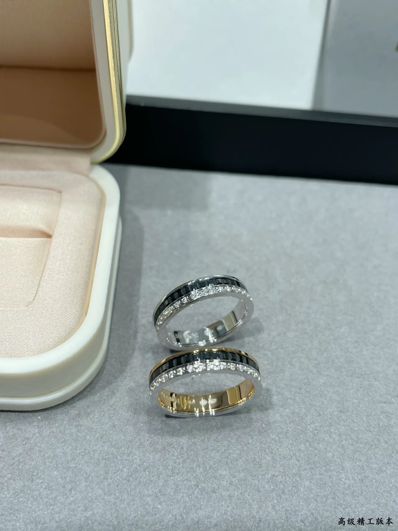 Boucheron Quatre Double White Gold and Black Ceramic Pavé Diamond Ring 5