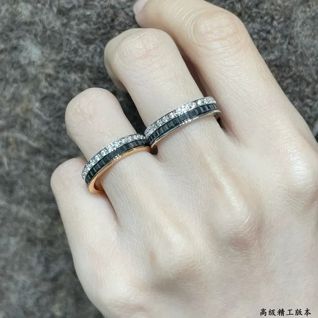 Boucheron Quatre Double White Gold and Black Ceramic Pavé Diamond Ring 9
