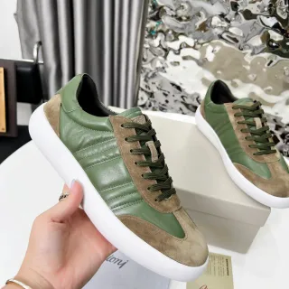 Brioni Verde Oliva e Tan Camurça Tênis Lifestyle