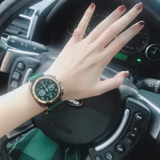 Briron Chronograph Green Dial Rose Gold-Tone Quartz Watch