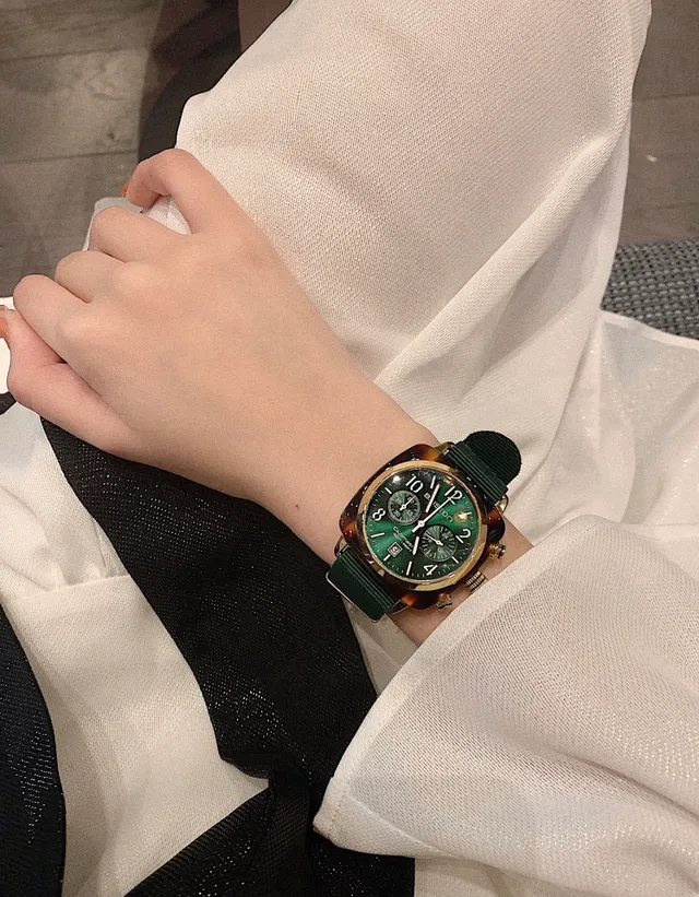 Briron Chronograph Green Dial Rose Gold-Tone Quartz Watch 2