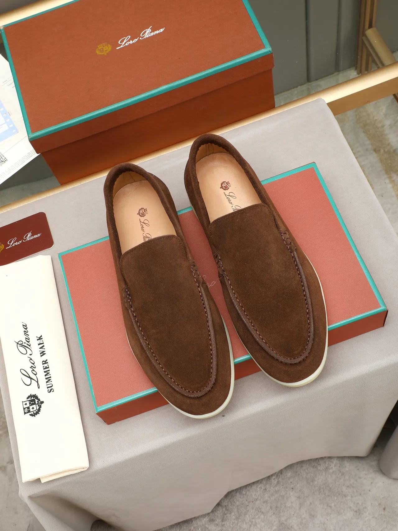 棕米色麂皮鞋面 Moc-Toe 缝线 乐福鞋 2