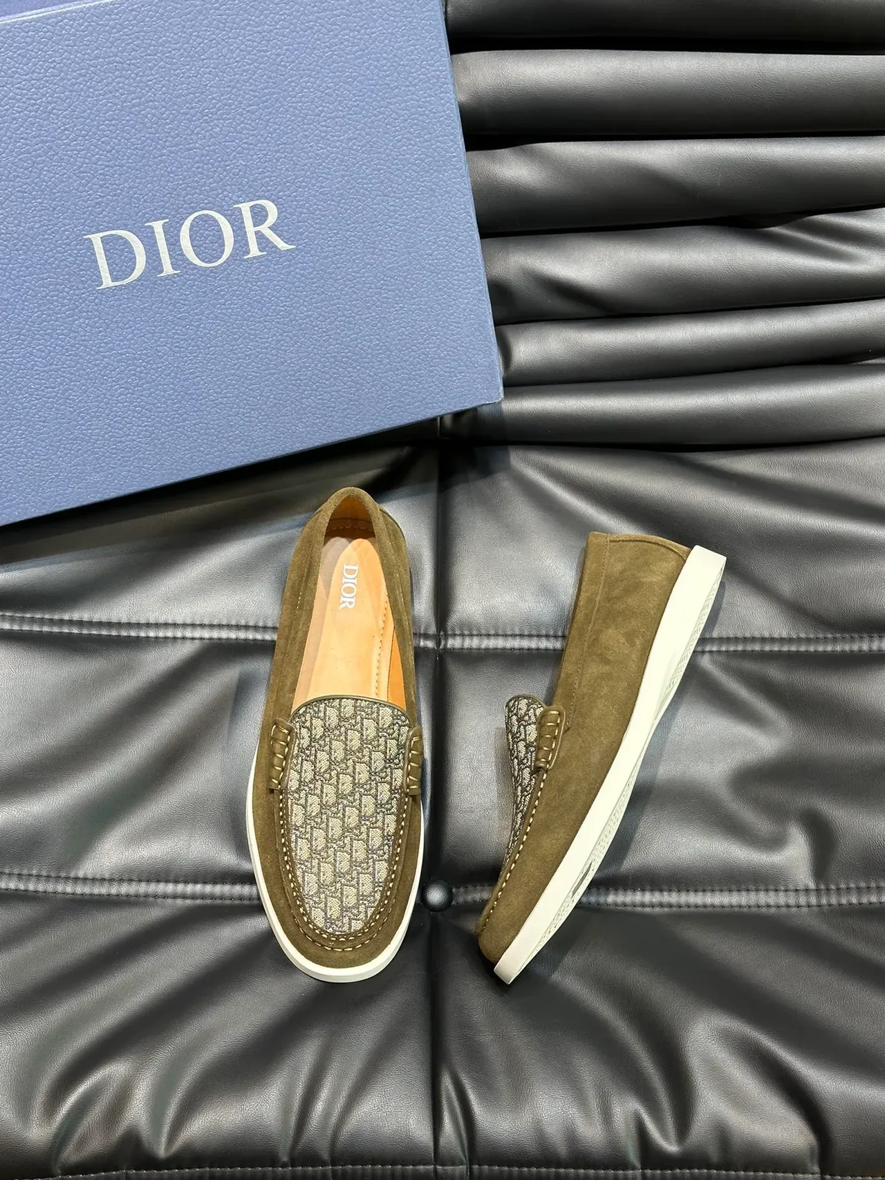 Brown Beige Suede Upper Patterned Woven Vamp Loafer 5