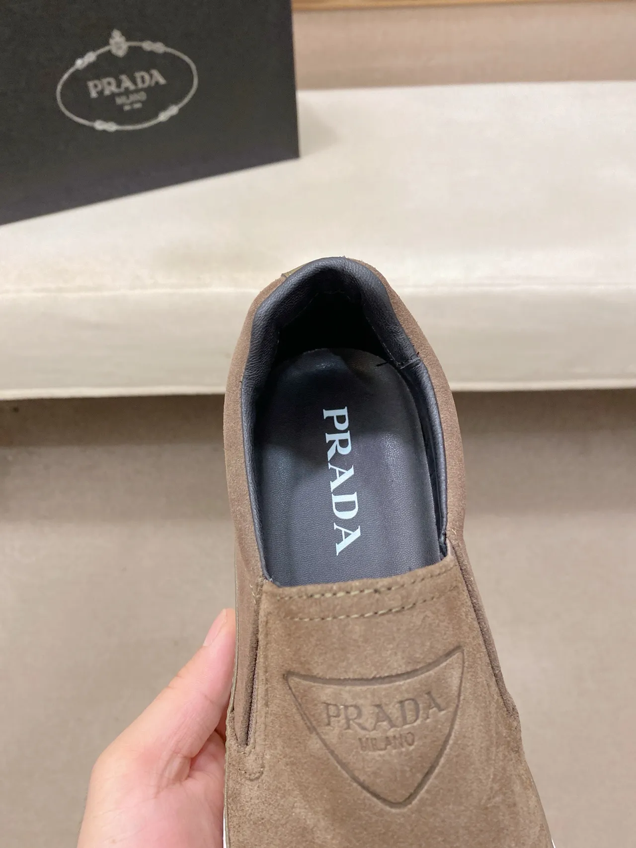 Brown Beige Suede Upper Slip-On Construction Casual Shoes 6