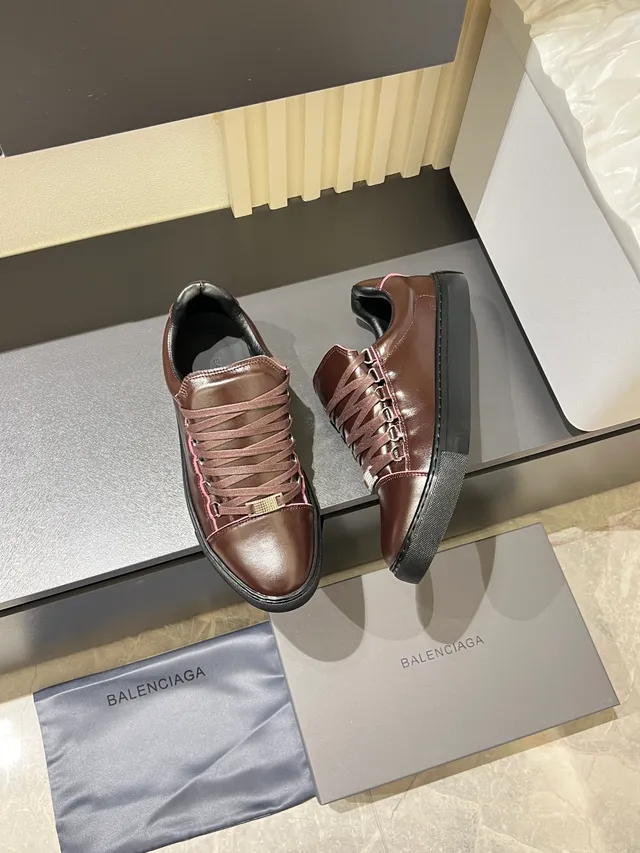 Brown Pink Leather Black Platform Sole Sneakers 4