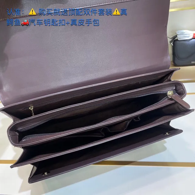 Brown Structured Flap-Top Leather Briefcase Handbag 2