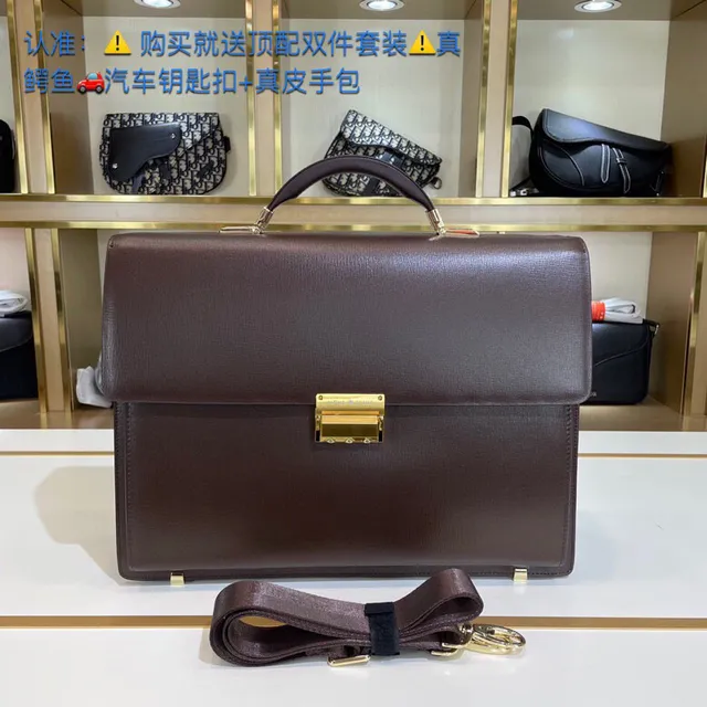 Brown Structured Flap-Top Leather Briefcase Handbag 6