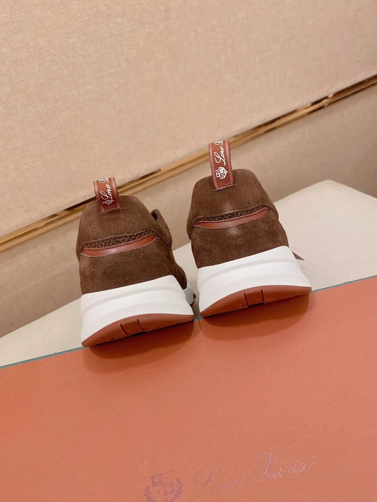 Brown Suede and Knit Mesh Laceless Slip-On Sneaker 3