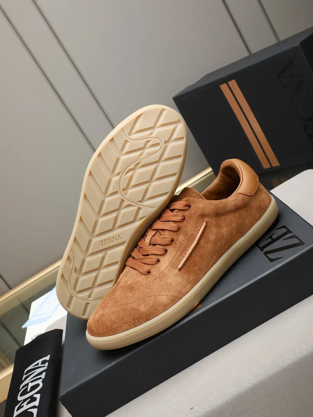 Brown Suede Low-Top Lace-Up Sneaker 4