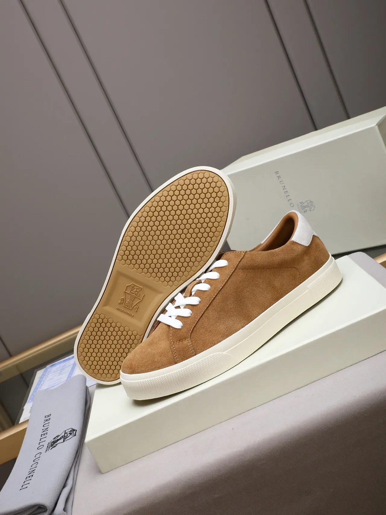 Brown Suede Low-Top Lifestyle Sneaker 4