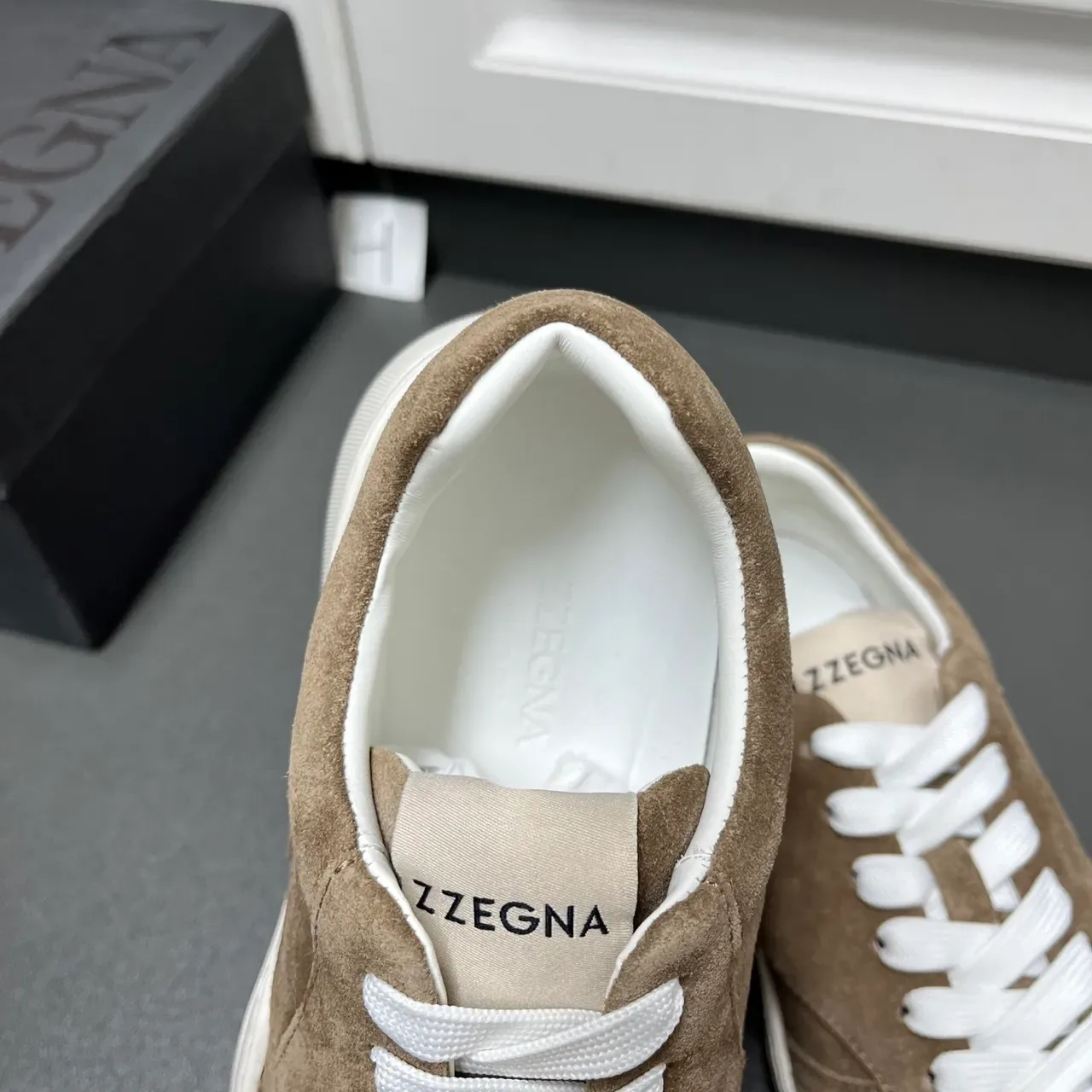 Brown White Suede Upper Laces Sneakers 3