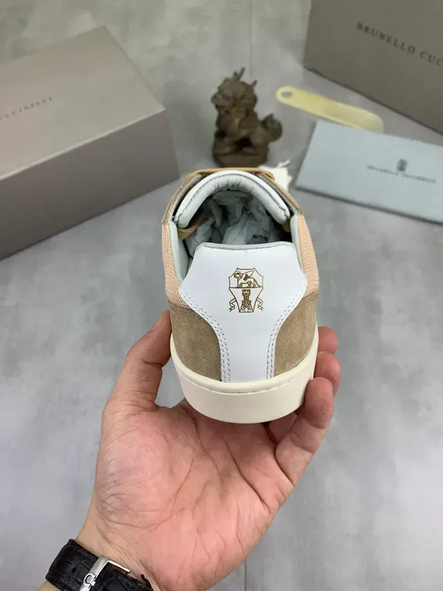 Brunello Cucinelli Beige Suede and Mesh Lifestyle Sneaker 3