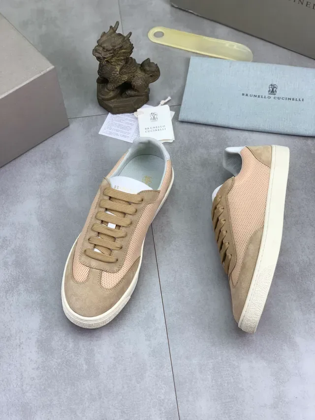 Brunello Cucinelli Beige Suede and Mesh Lifestyle Sneaker 5