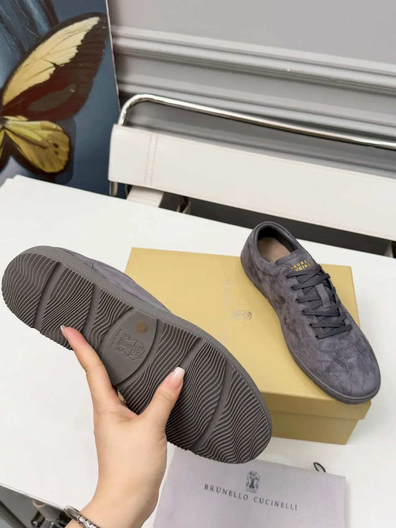 Brunello Cucinelli Charcoal Gray Suede Lifestyle Sneakers 2