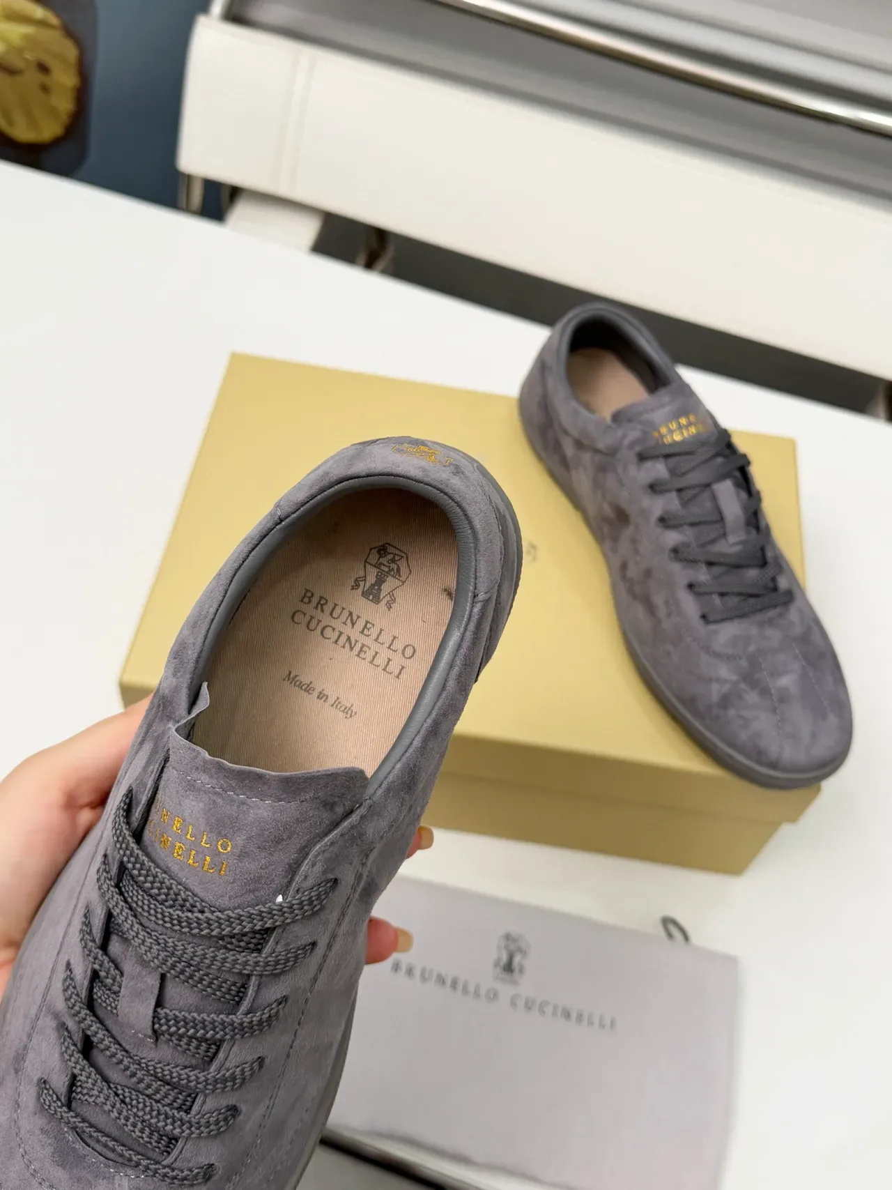 Brunello Cucinelli Charcoal Gray Suede Lifestyle Sneakers 3