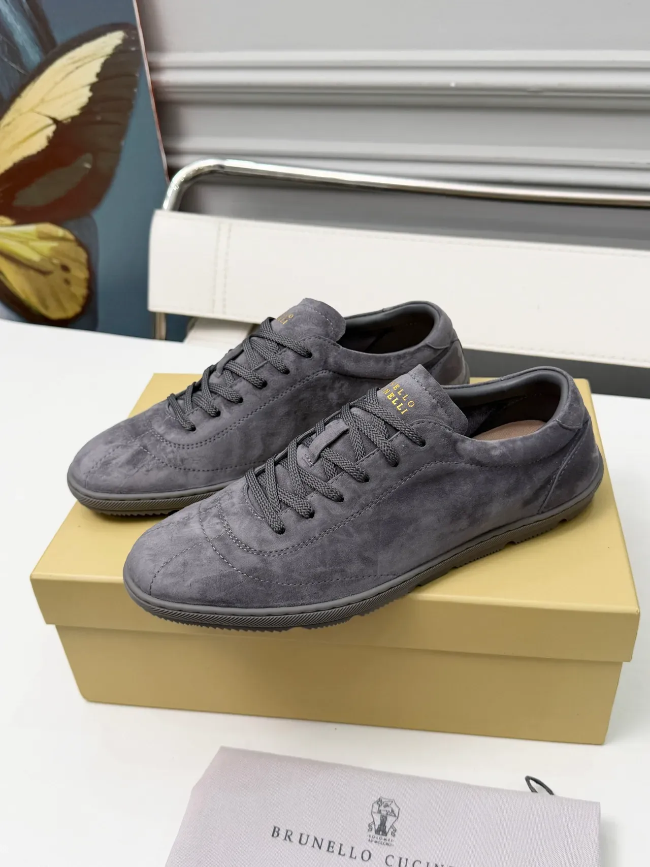 Brunello Cucinelli Charcoal Gray Suede Lifestyle Sneakers 5