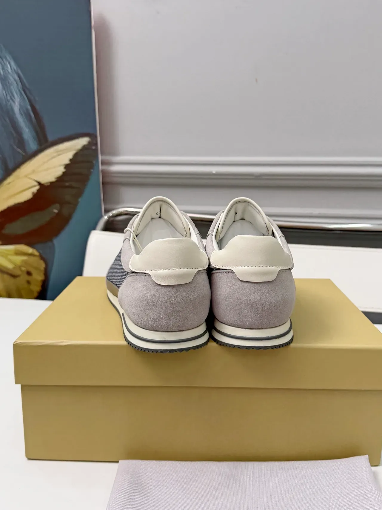 Brunello Cucinelli Gray Suede and Mesh Lifestyle Sneakers 3