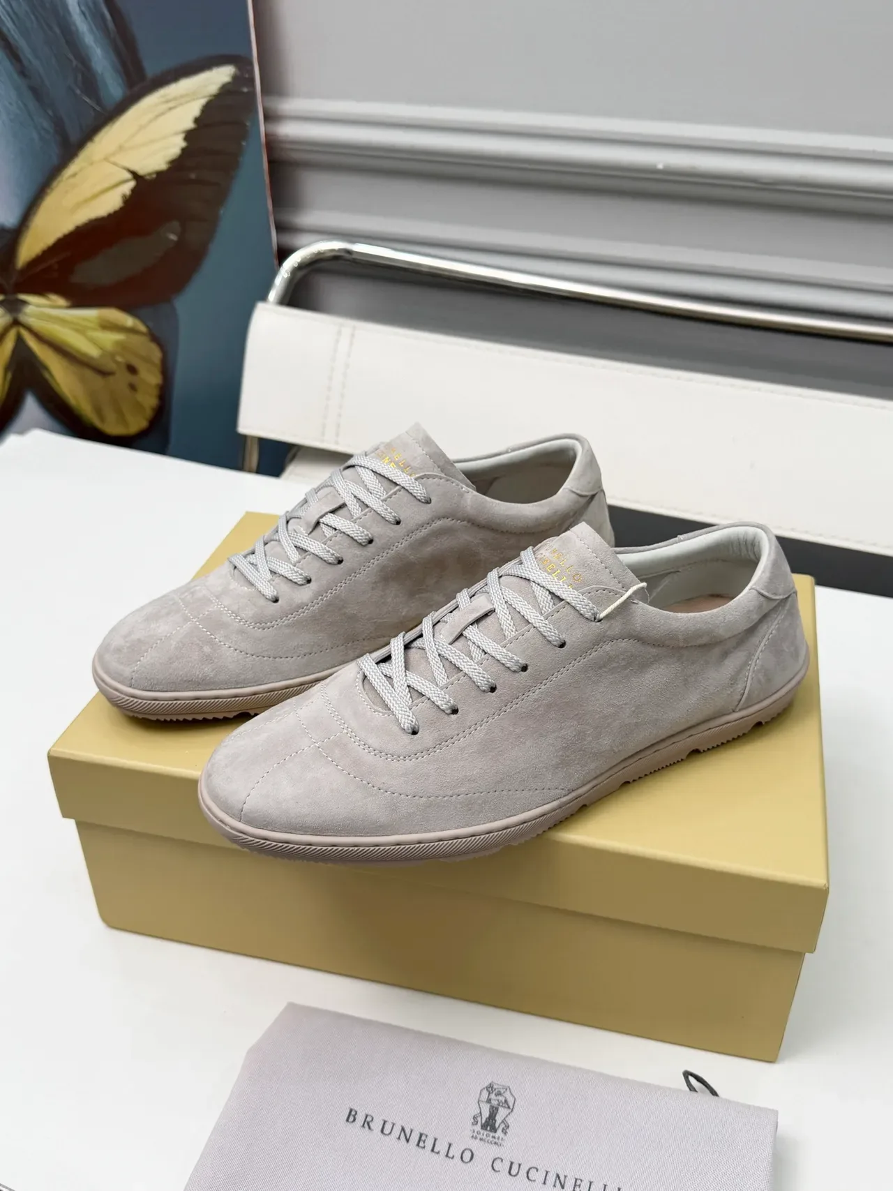Brunello Cucinelli Gray Suede Low-Top Lifestyle Sneakers 6