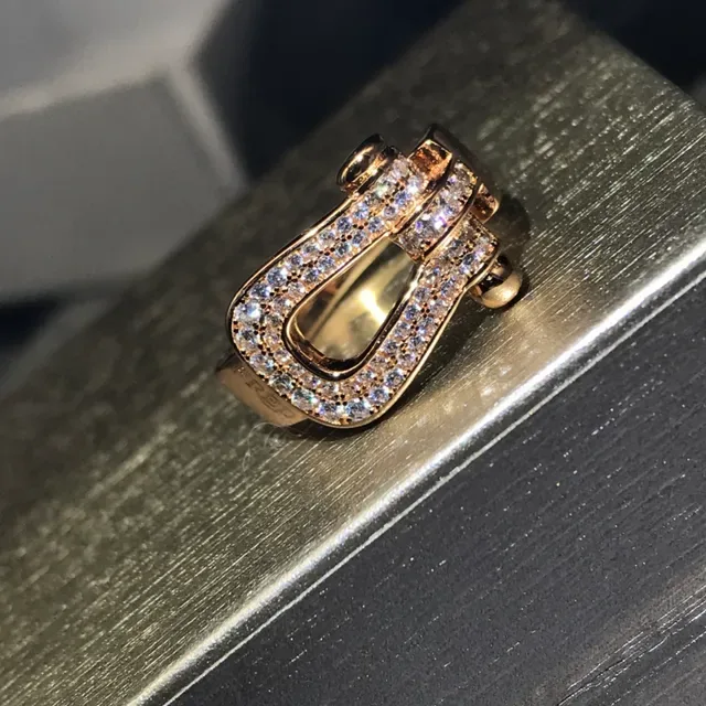 Buckle-Motif Pavé-Crystal Multi-Tone Metal Rings 6