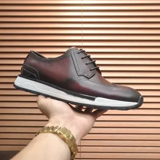 Burgundy White Cap-Toe Brogue
