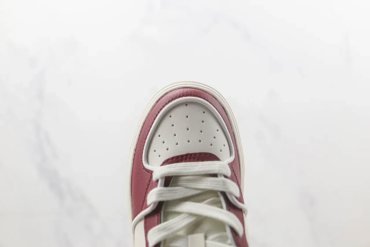 Burgundy White High-Top Leather-and-Synthetic Upper Sneakers 6