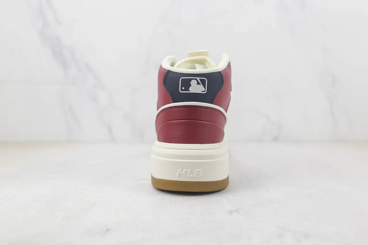 Burgundy White High-Top Leather-and-Synthetic Upper Sneakers 9