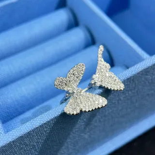 Butterfly Pavé Crystal Silver-Tone Rings