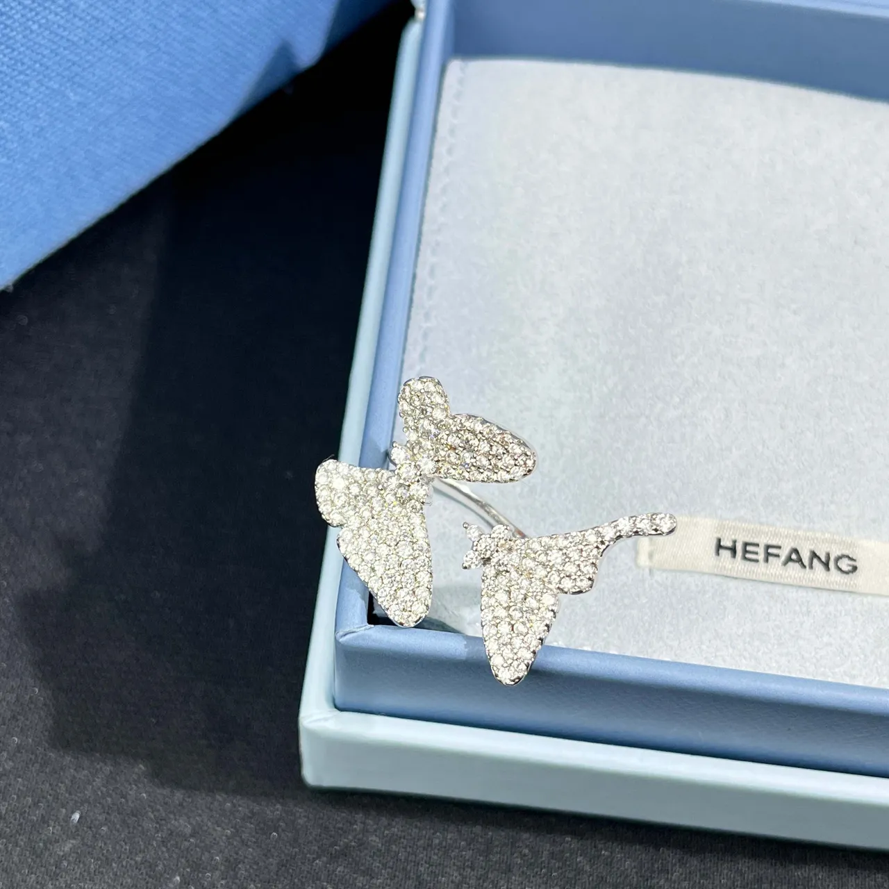 Butterfly Pavé Crystal Silver-Tone Rings 3