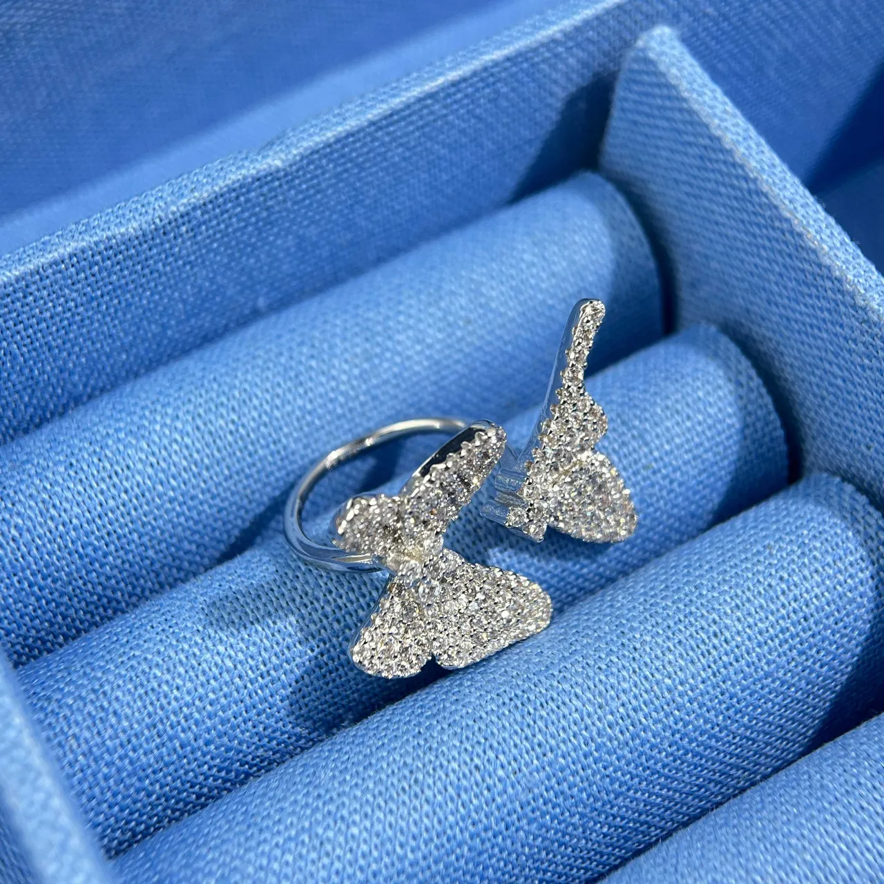 Butterfly Pavé Crystal Silver-Tone Rings 6