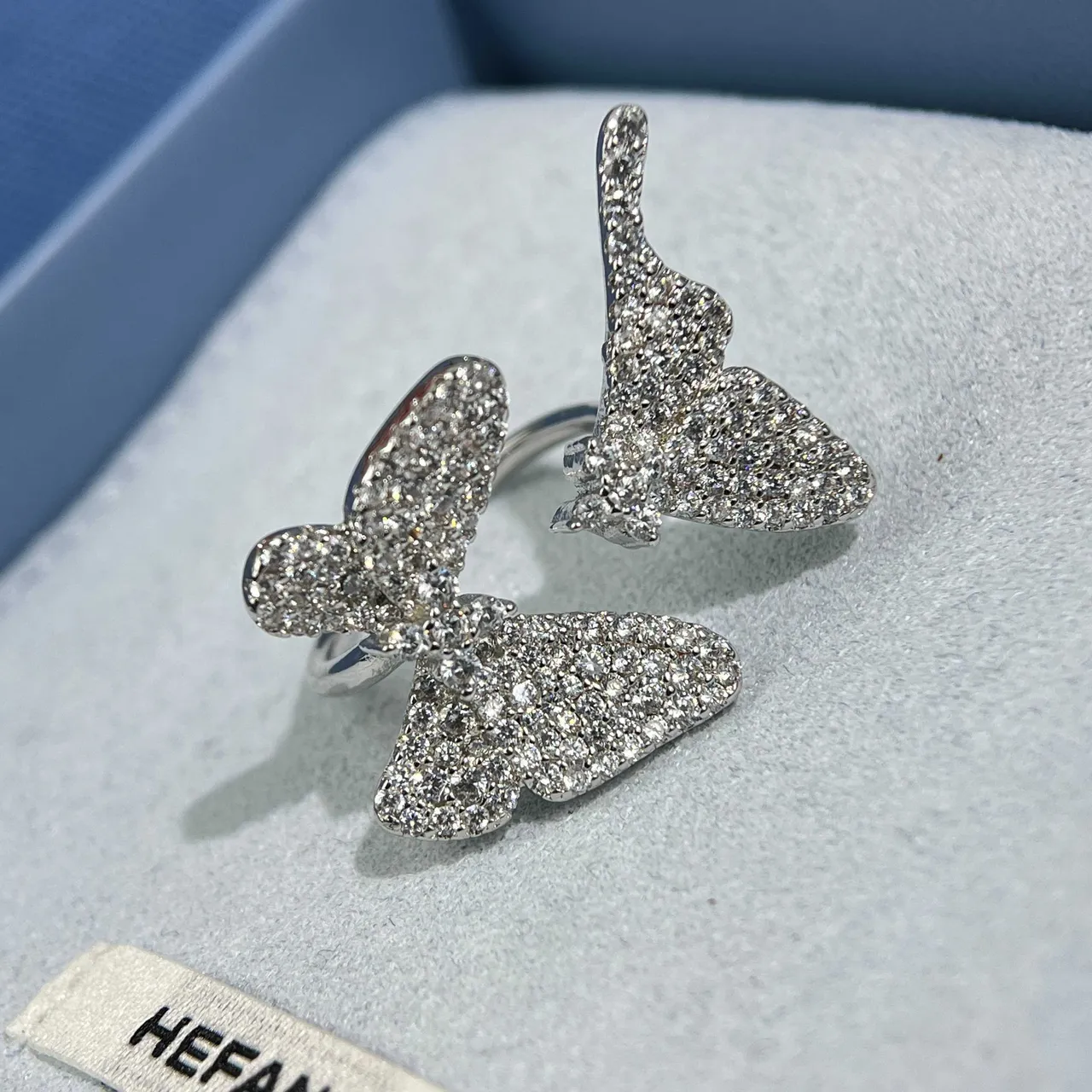 Butterfly Pavé Crystal Silver-Tone Rings 7