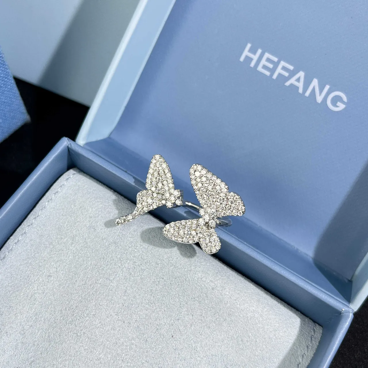 Butterfly Pavé Crystal Silver-Tone Rings 9
