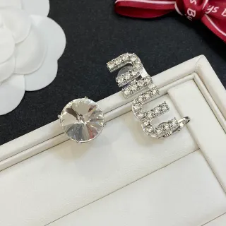 Crystal-Encrusted Silver-Tone Asymmetrical Stud and Clip-On Earrings