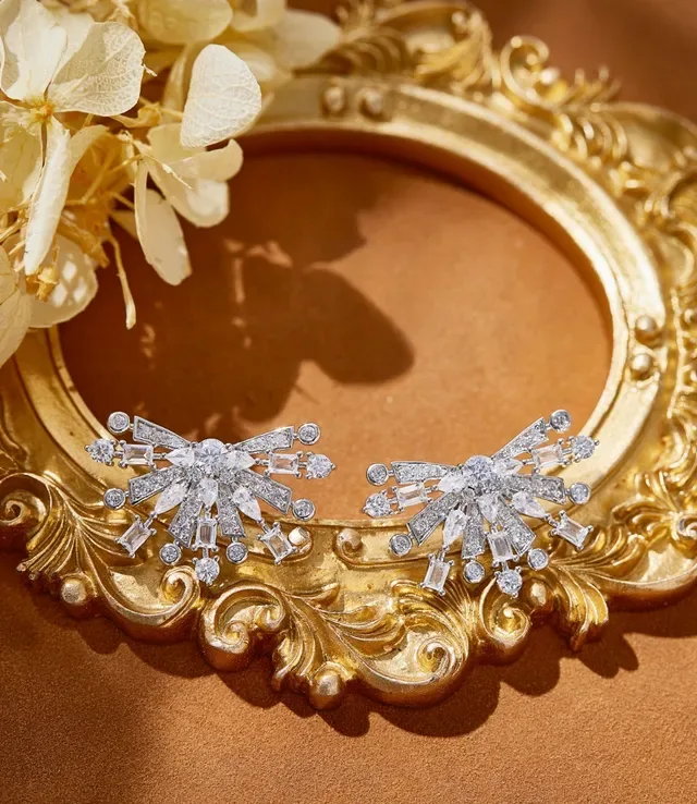 Crystal Fan-Cluster Statement Earrings 6