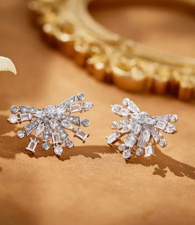 Crystal Fan-Cluster Statement Earrings 7