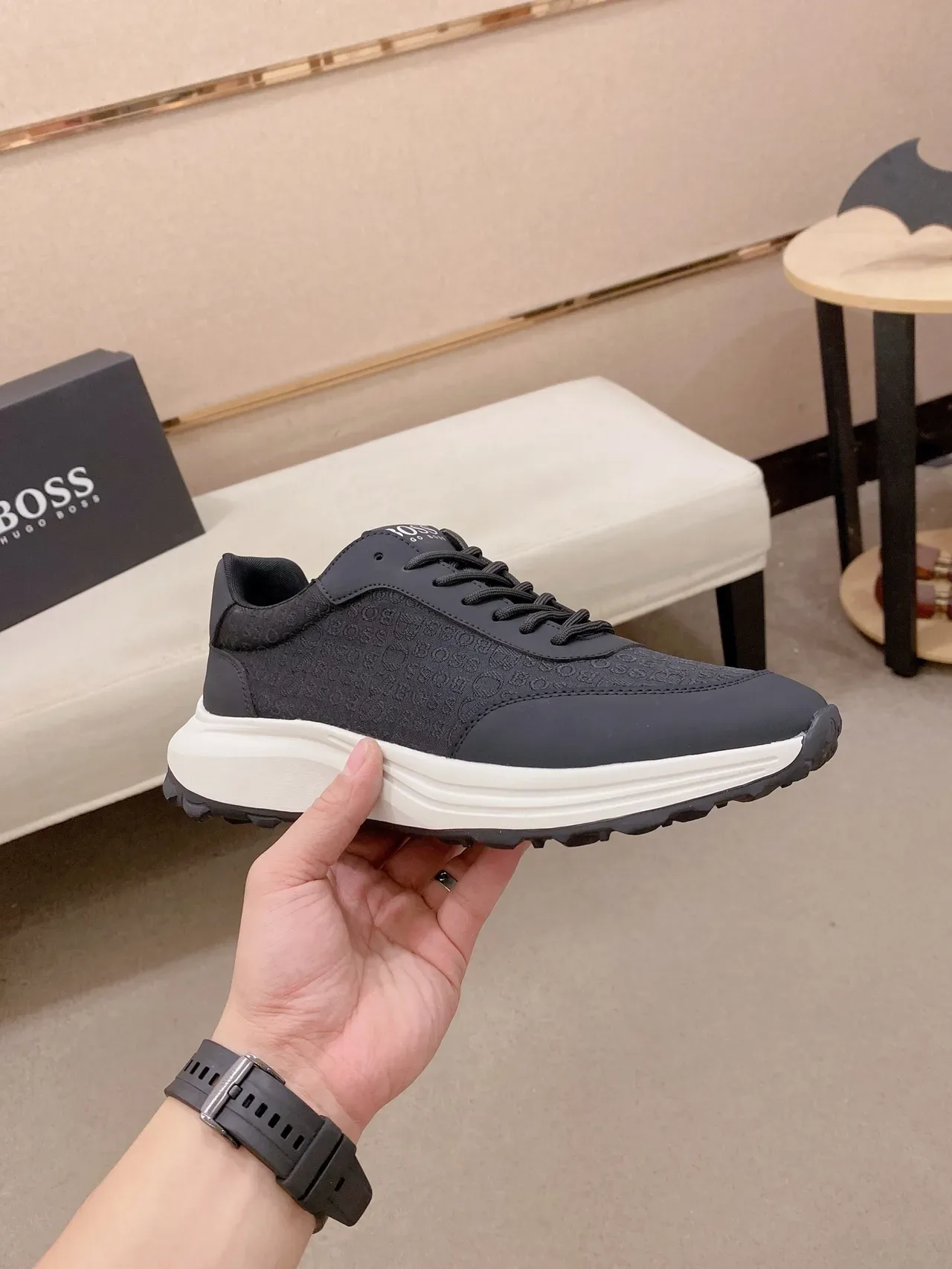 Dark Charcoal Textured Upper Chunky Sole Lifestyle Sneaker 5