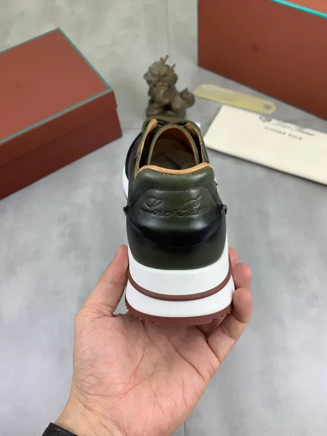 Dark Green Leather Lace-Up Casual Shoe 4