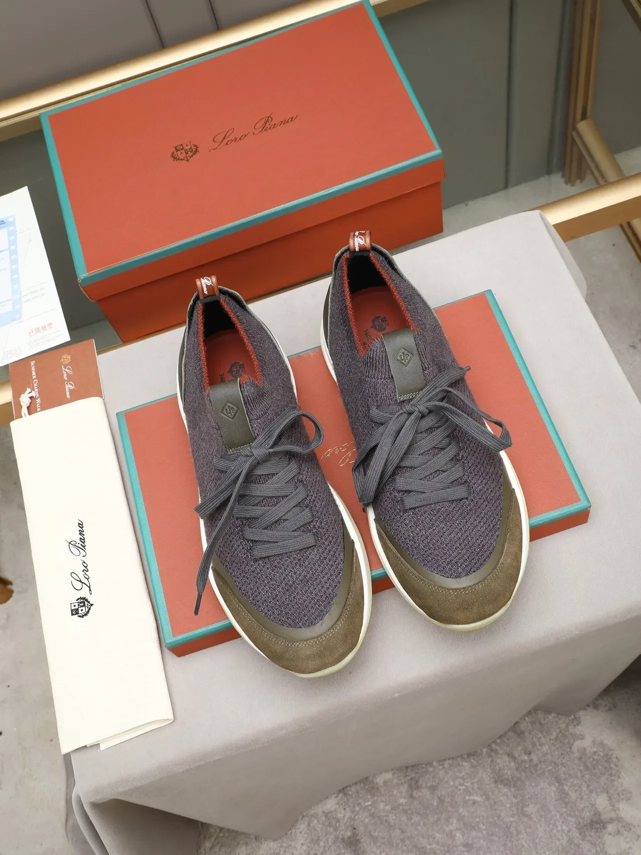 Dark Purple Knit and Olive Suede Lifestyle Sneaker 2