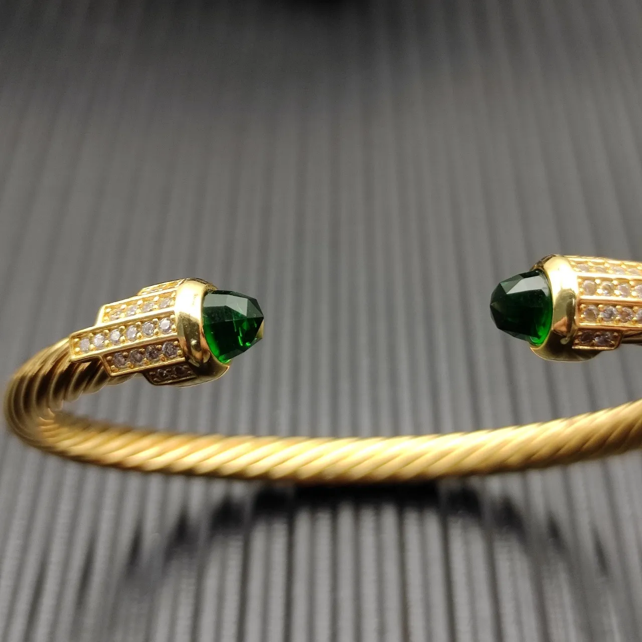 David Yurman Cable Classic Gold Green Twisted Bracelet 2