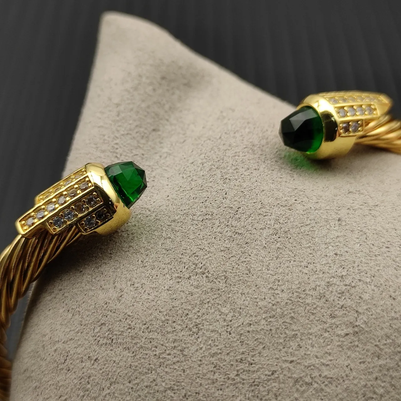 David Yurman Cable Classic Gold Green Twisted Bracelet 5