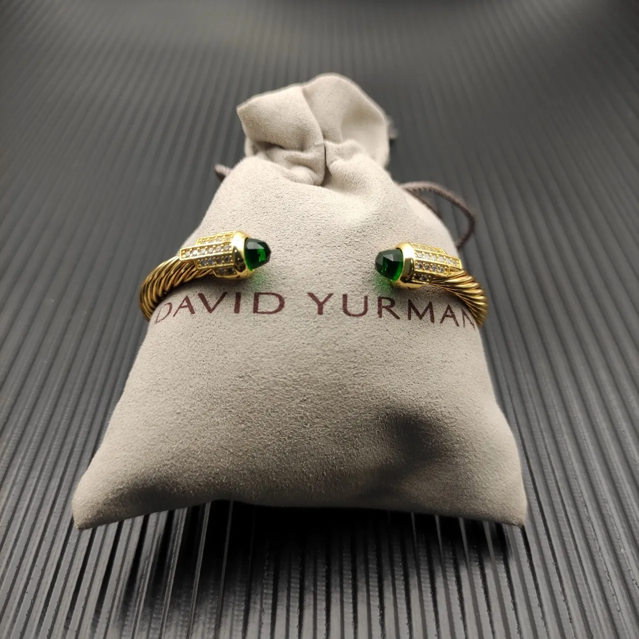 David Yurman Cable Classic Gold Green Twisted Bracelet 6
