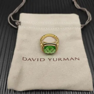 David Yurman Cable Classic Twisted Band Green Stone Ring
