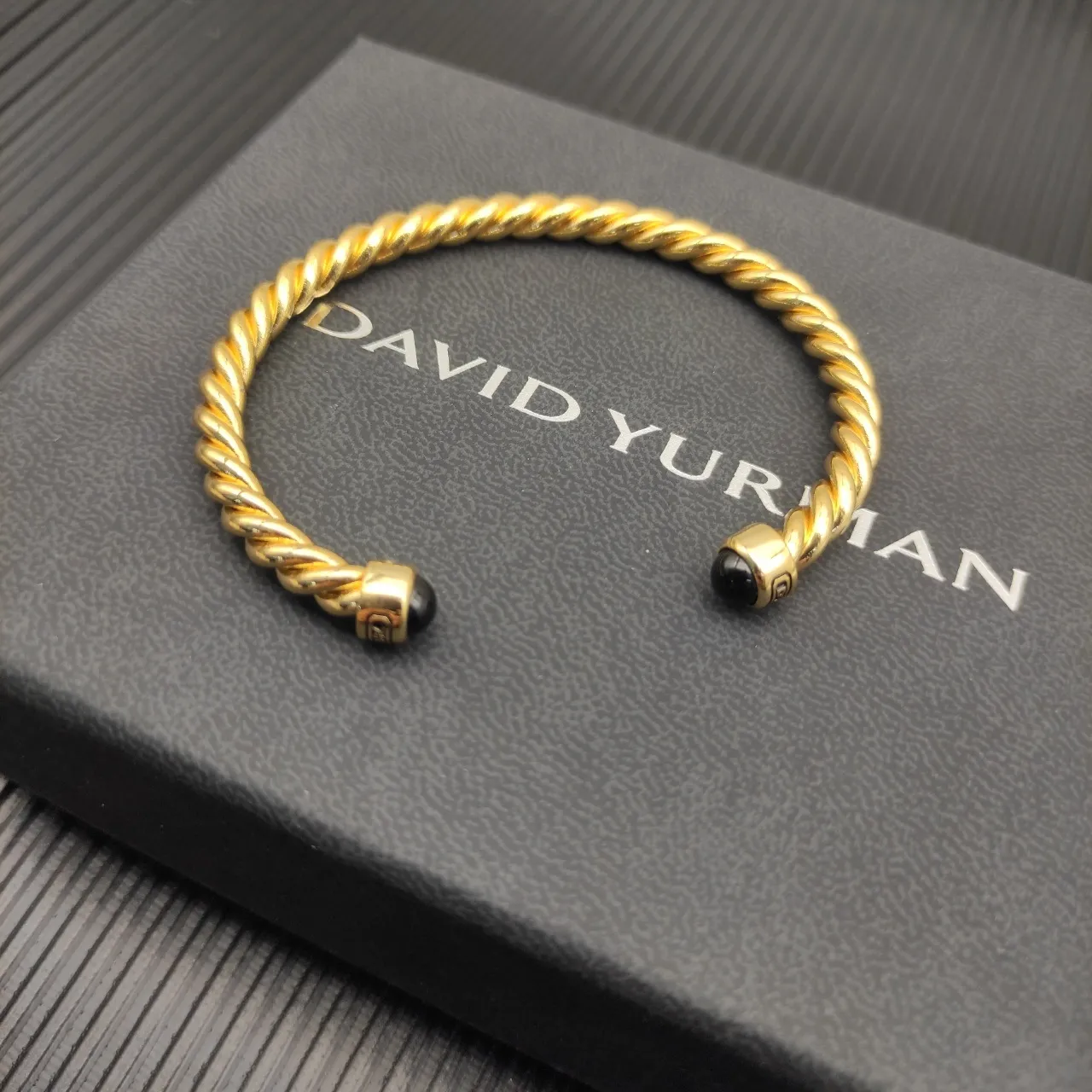 David Yurman Cable Classics Gold Black Twisted Bracelet 4