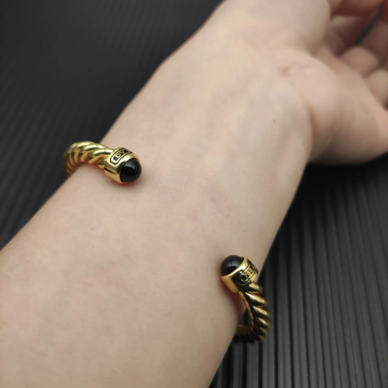 David Yurman Cable Classics Gold Black Twisted Bracelet 5
