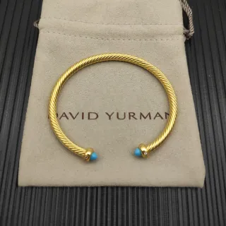 David Yurman Cable Classics Pulsera dorada azul trenzada