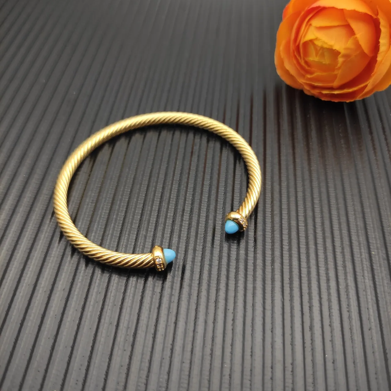 David Yurman Cable Classics Gold Blue Twisted Bracelet 7