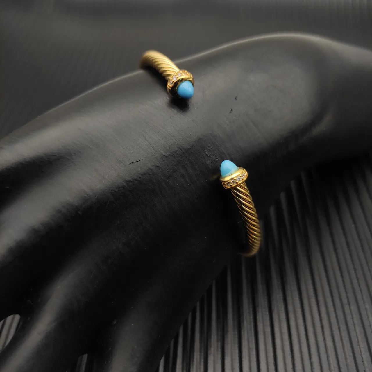 David Yurman Cable Classics Gold Blue Twisted Bracelet 8
