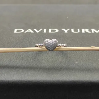 David Yurman Cable Classics Love Silver Gray Heart-Shaped Pavé-Textured Ring