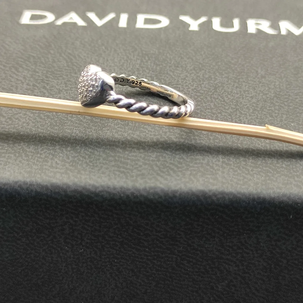 David Yurman Cable Classics Love Silver Gray Heart-Shaped Pavé-Textured Ring 2