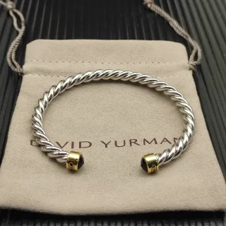 David Yurman Cable Classics سوار معدني فضي ذهبي ملتوي ثنائي اللون